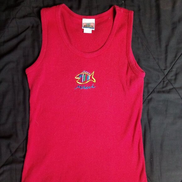 Vintage Sgt. Leisure Maui Fish Embroidered Ribbed Tank Top Shirt - Picture 2 of 6